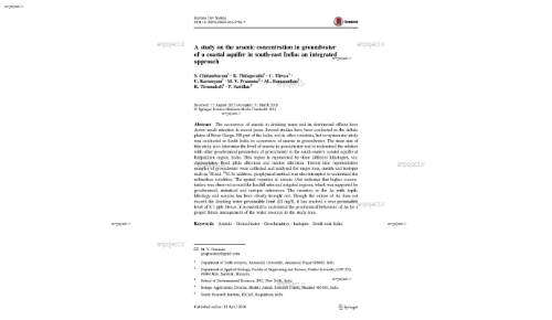 A study on the arsenic concentration in groundwater of a coastal aquifer in south-east India: an integrated approach